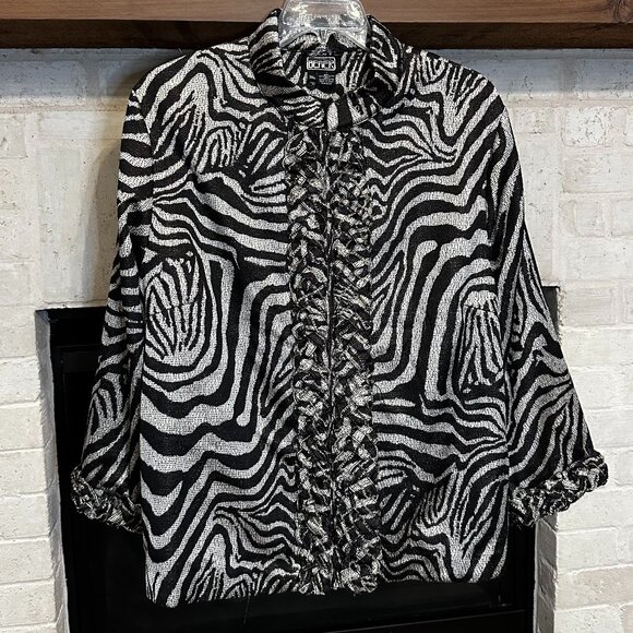 The Collective Works of Berer 2 - Black & White Zebra Zip Jacket - Size 3X - Picture 1 of 5